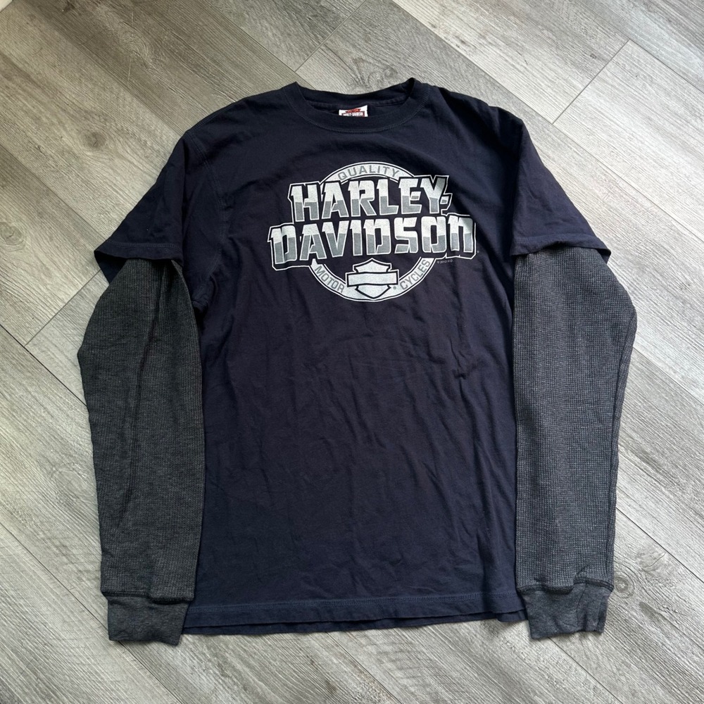 Y2K Grunge Harley-Davidson Layered Long Sleeve Shirt Mens XL O' War